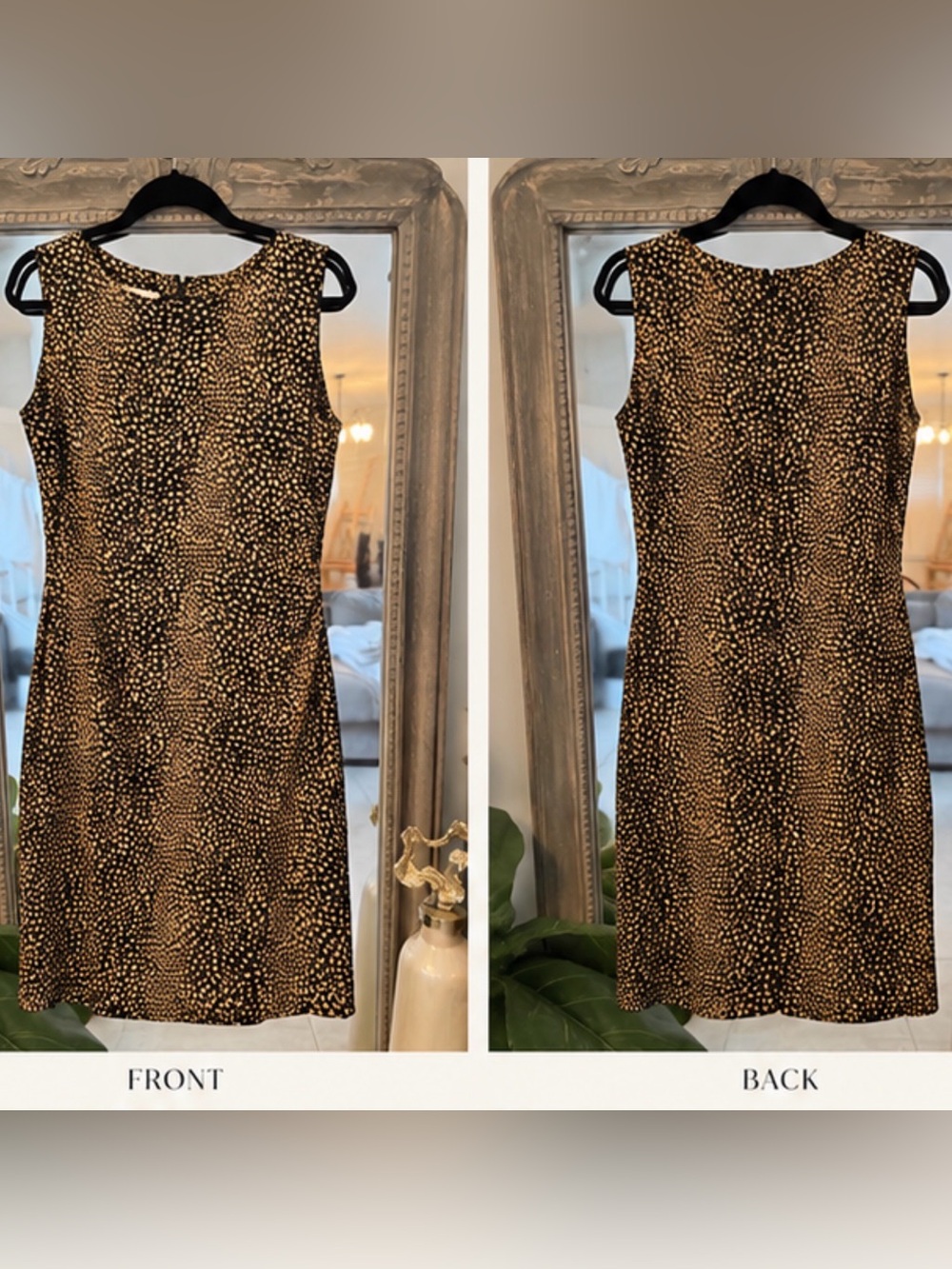David Warren New York 100% Silk Animal Print Midi Dress – Size 12